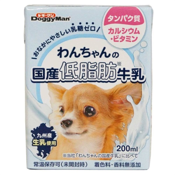 ドギーマン わんちゃんの国産低脂肪牛乳 200ml(低脂肪牛乳)
