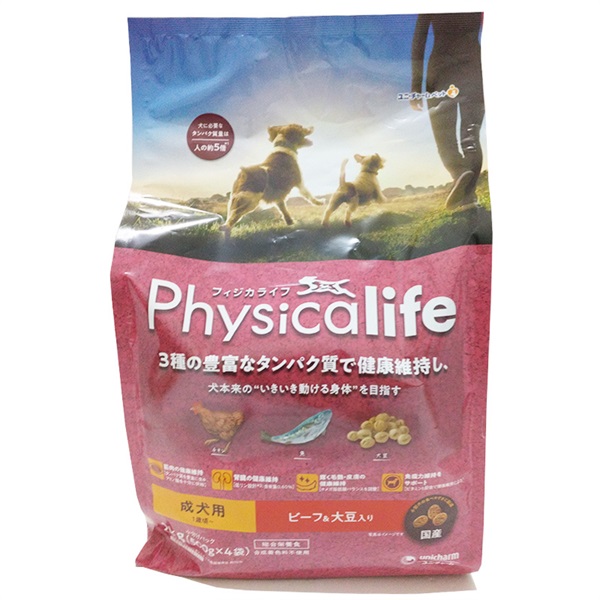 ユニ・チャーム フィジカライフ 成犬用 ビーフ＆大豆入り 2kg(500gx4袋)