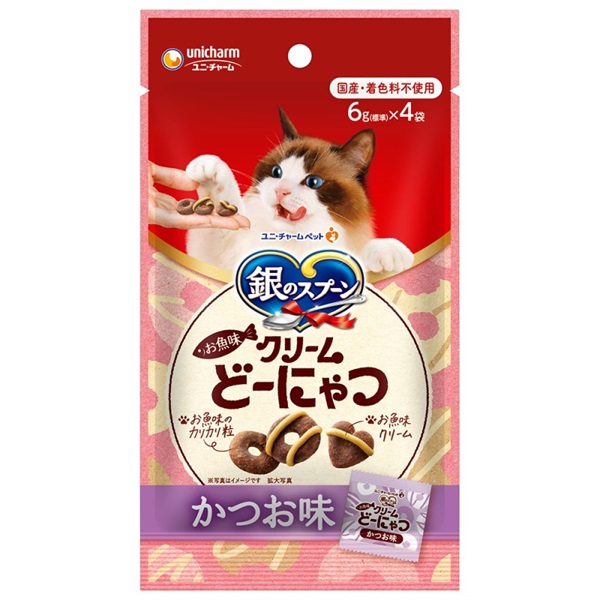 ユニ・チャームペット 銀のスプーン おやつお魚味クリームどーにゃつかつお味 24g(かつお味)