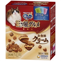 ◆ユニ・チャームペット 銀のスプーン 三ツ星グルメ お魚味クリームまぐろ味レシピ3種のアソート 180g