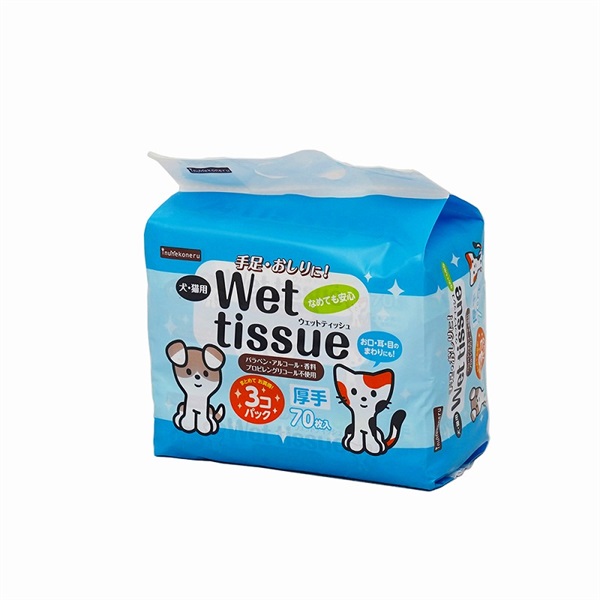 ペットライブラリー inunekoneru ウェットティッシュ 70枚×３(ウェットティッシュ)