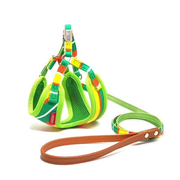リードッグ LEADOG パステルボーダーフロントハーネスリード SS グリーン