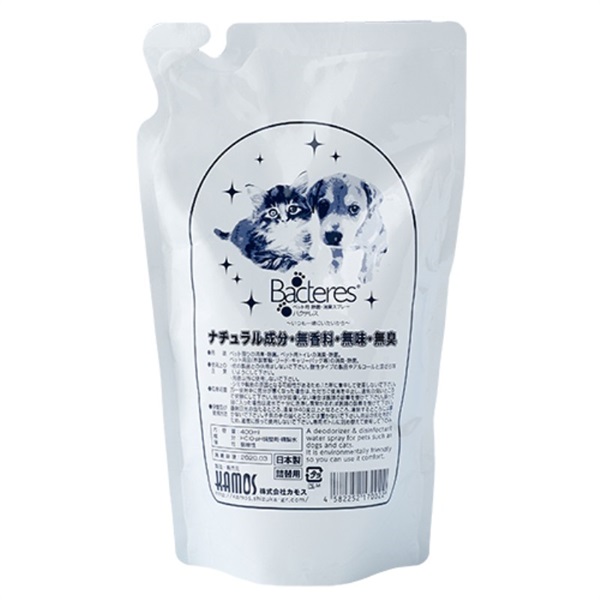 カモス バクテレス ペット用 なめても安心な消臭・除菌水 つめかえ用 無香料 400ml