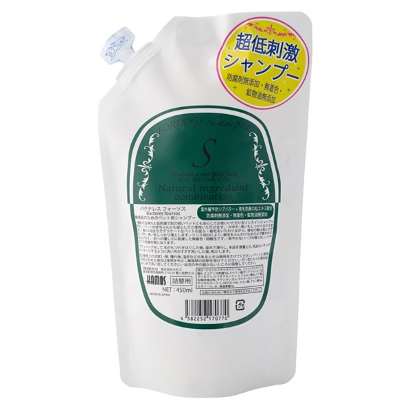 カモス バクテレスフォーソスS 詰替 敏感肌のためのペット用シャンプー 毛並み艶やか超低刺激 450ml