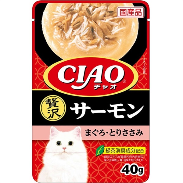 いなばペットフード CIAO パウチ 贅沢 サーモン まぐろ・とりささみ 35g(サーモン まぐろ・とりささみ)