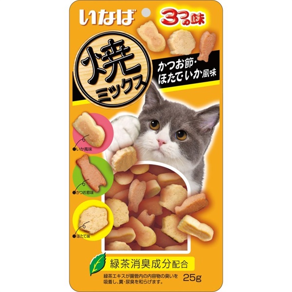 いなばペットフード 焼ミックス かつお節・ほたて・いか風味 25g