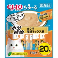 ◆いなばペットフード CIAO ちゅ～る 水分補給 まぐろ 海鮮ミックス味 14g×20本