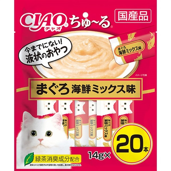 ◆いなばペットフード CIAO ちゅ～る まぐろ 海鮮ミックス味 14g×20本