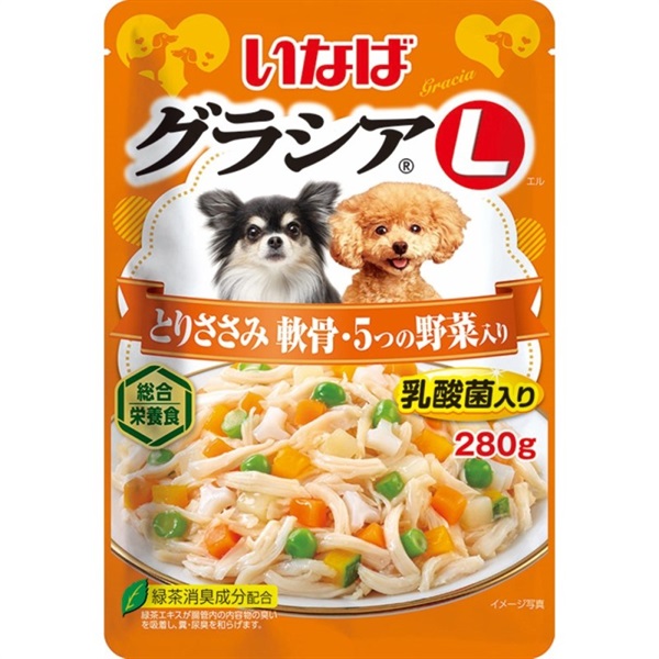 いなばペットフード グラシアL とりささみ 軟骨・5つの野菜入り 280g(軟骨・5つの野菜入り)