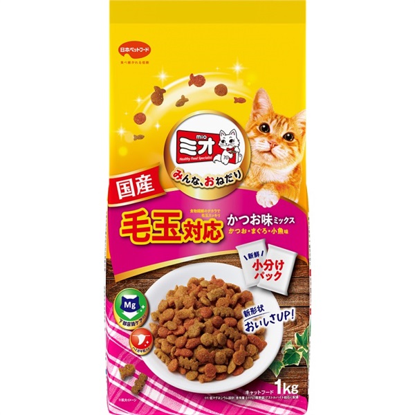 日本ペットフード ミオドライミックス 毛玉対応 かつお味 1kg