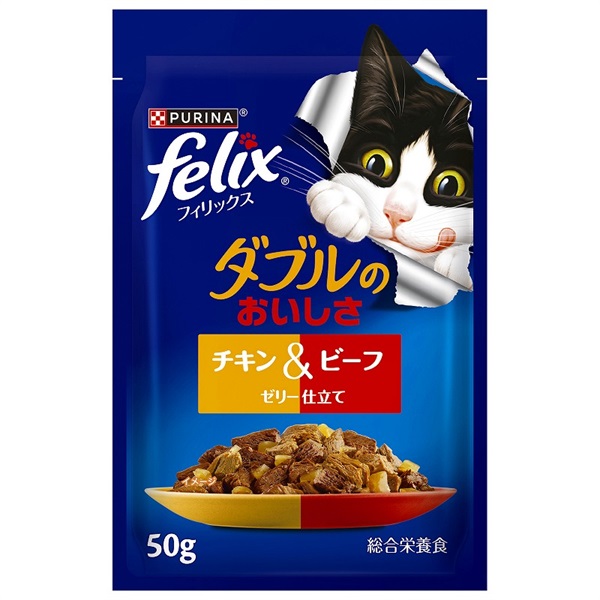 ネスレ日本 フィリックスパウチ ダブルのおいしさ チキン＆ビーフ 50g