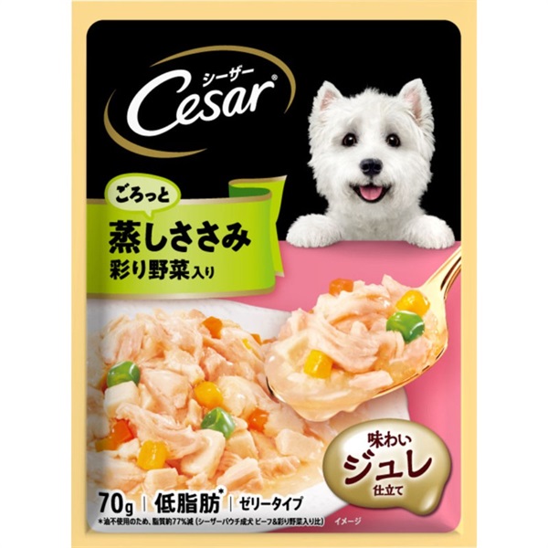 マースジャパンリミテッド シーザー ごろっと蒸しささみ 彩り野菜入り 70g(彩り野菜入り)