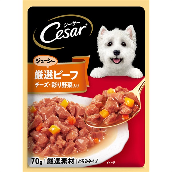 マースジャパンリミテッド シーザー ジューシー厳選ビーフ チーズ・彩り野菜入り 70g