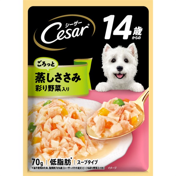 マースジャパンリミテッド シーザー 14歳からのごろっと蒸しささみ 彩り野菜入り 70g