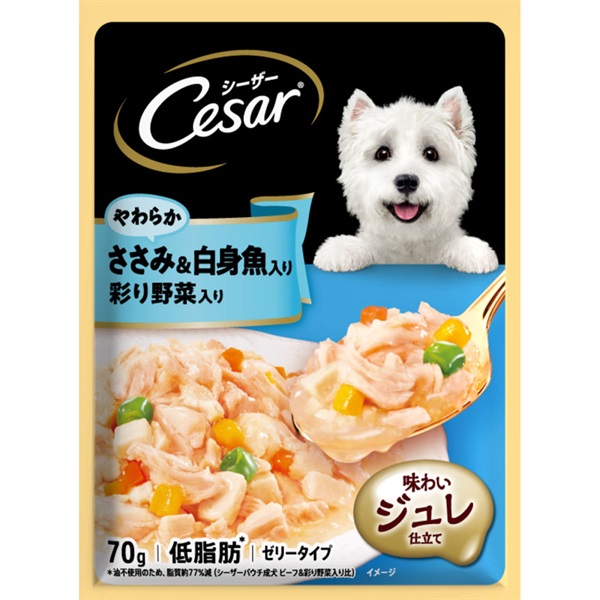 マースジャパンリミテッド シーザー やわらかささみ＆白身魚入り 彩り野菜入り 70g