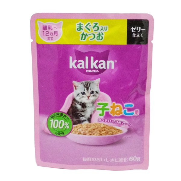 マースジャパン リミテッド カルカン パウチ まぐろ入りかつお ゼリー仕立て 子ねこ用 60g