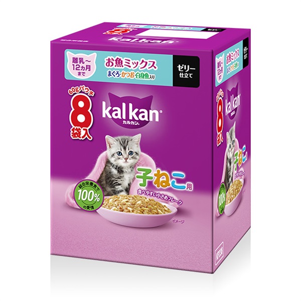 マース カルカンパウチ 子ねこ用 お魚ミックス まぐろ・かつお・白身魚入り ６０ｇＸ８袋