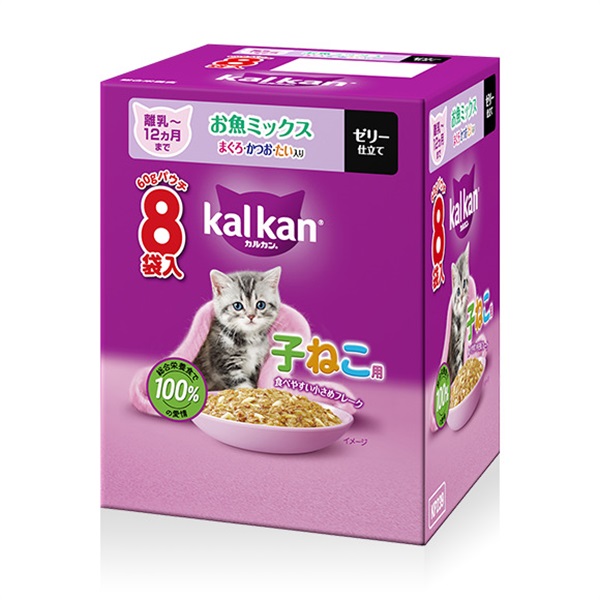 マース カルカンパウチ 子ねこ用 お魚ミックス まぐろ・かつお・たい入り ６０ｇＸ８袋