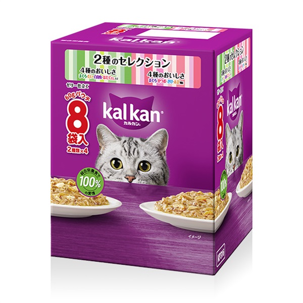 マース カルカンパウチ 2種のセレクション まぐろ・たい・白身魚・ほたてだし入り/まぐろ・かつお・さけ・えび風味６０ｇＸ８袋