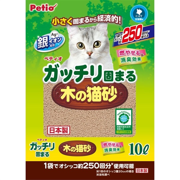 ペティオ ガッチリ固まる木の猫砂 10L