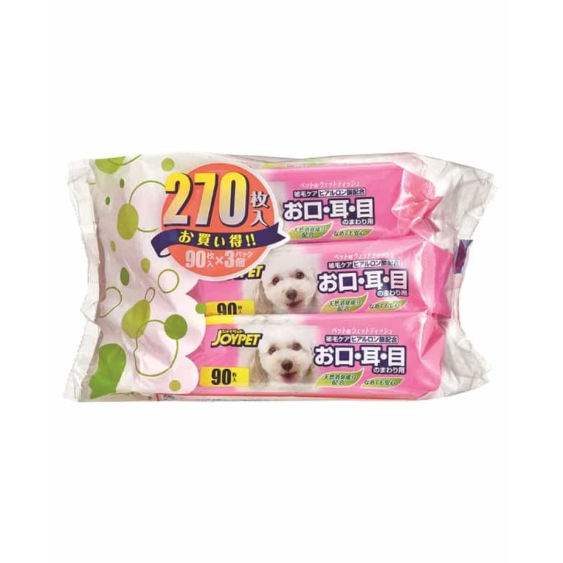 アース・ペット ジョイペット ウエットティッシュαお口・耳・目のまわり3個パック 90枚×3P