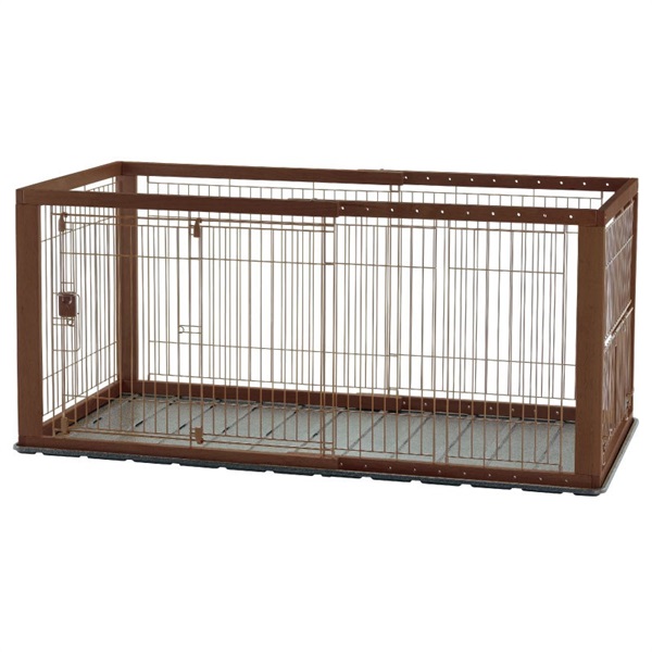 リッチェル  木製スライドペットサークル ワイド ダークブラウン