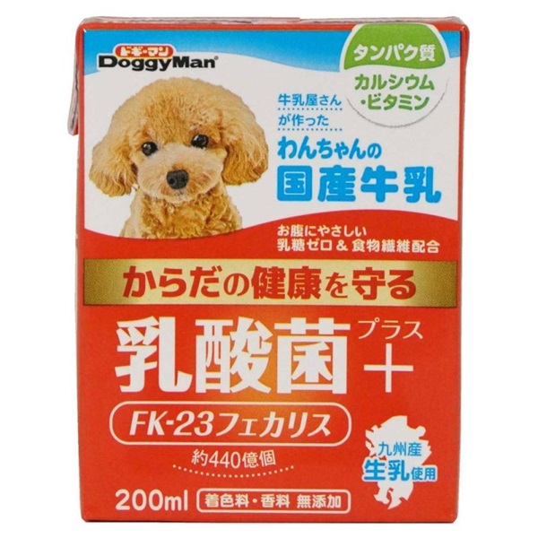 ドギーマン わんちゃんの国産牛乳 乳酸菌プラス 200ml