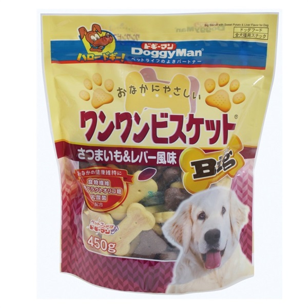 ◆ドギーマン おなかにやさしいワンワンビスケットBig さつまいも&レバー風味 450g