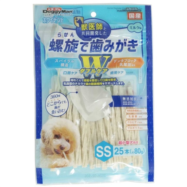 ドギーマン ホワイデント 螺旋で歯みがき Wケア SS 25本(約80g)(SS 25本(約80g))