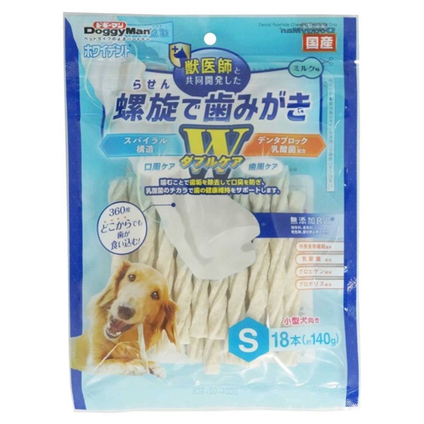 ドギーマン ホワイデント 螺旋で歯みがき Wケア S 18本(約140g)(S 18本(約140g))