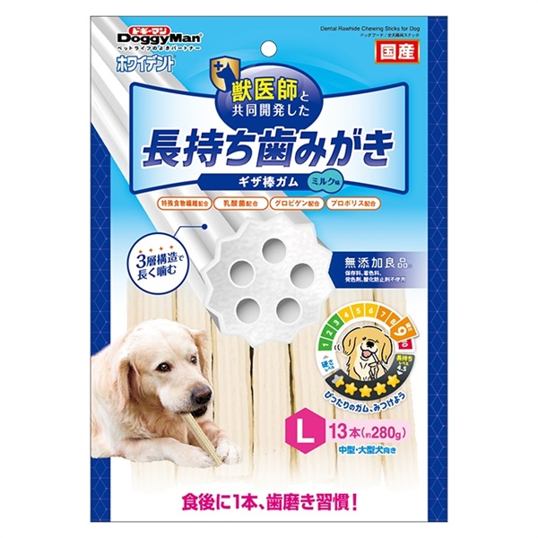ドギーマン ホワイデント 長持ち歯みがき ギザ棒ガム L 13本(ギザ棒ガム L 13本)