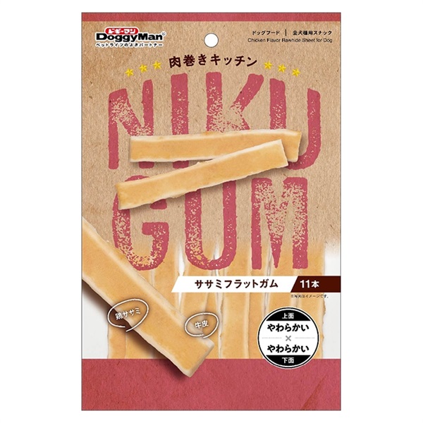 ドギーマン 肉巻きキッチン　ササミフラットガム  11本(ササミフラットガム  11本)
