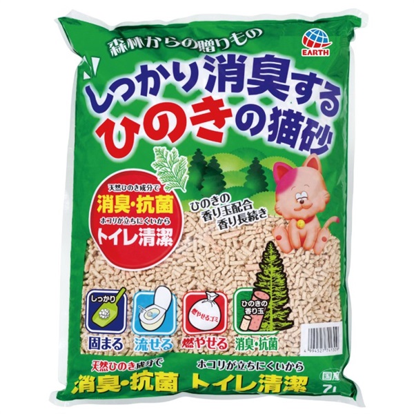 アース・ペット しっかり消臭するひのきの猫砂 森林からの贈りもの 7L(ひのきの猫砂)